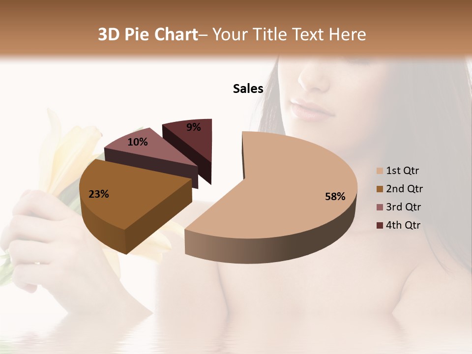 Happy Brunette With Yellow Lily Flowers In Spa PowerPoint Template