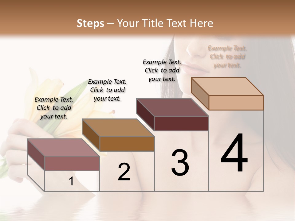 Happy Brunette With Yellow Lily Flowers In Spa PowerPoint Template