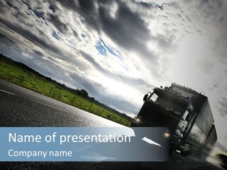 Truck Driving On Country-Road/Motion PowerPoint Template