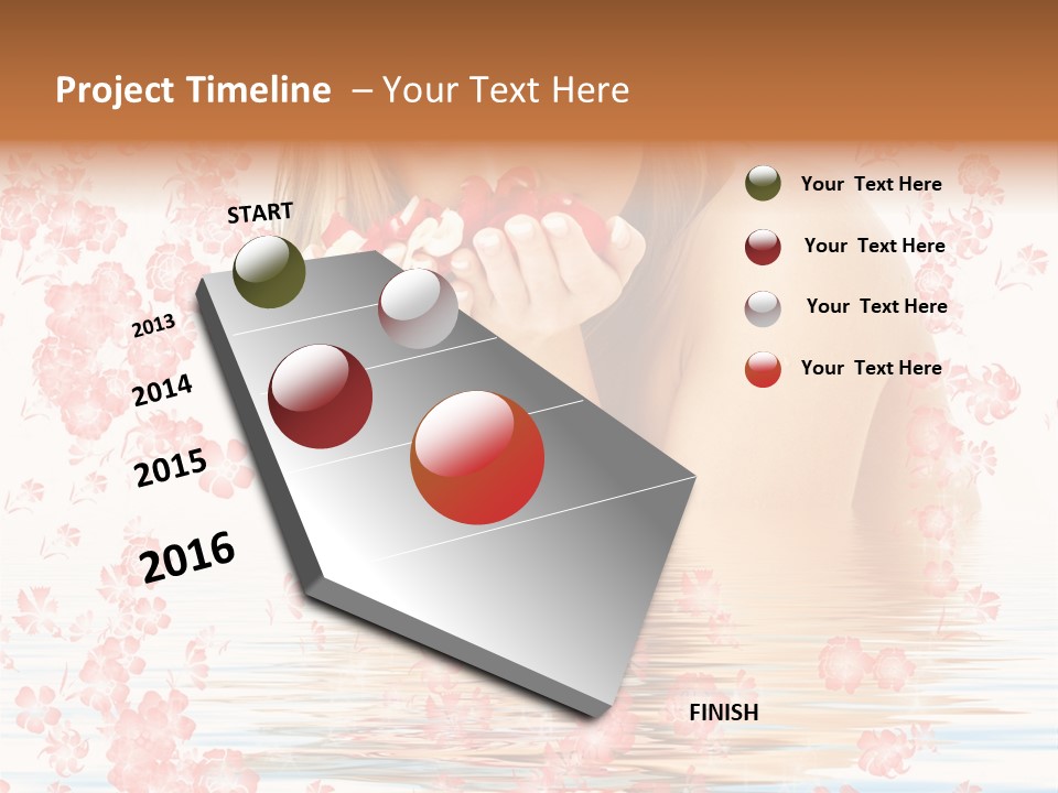 Lovely Blond With Red And White Rose Petals And Flowers In Water PowerPoint Template