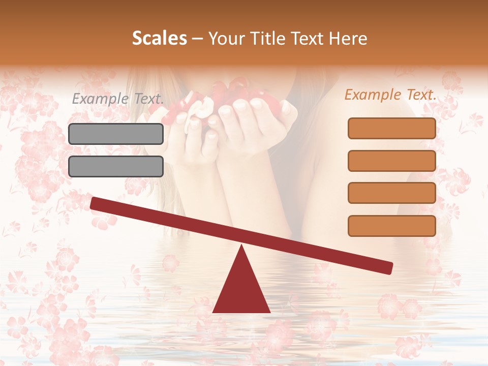 Lovely Blond With Red And White Rose Petals And Flowers In Water PowerPoint Template