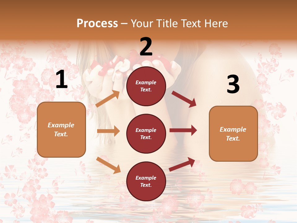 Lovely Blond With Red And White Rose Petals And Flowers In Water PowerPoint Template