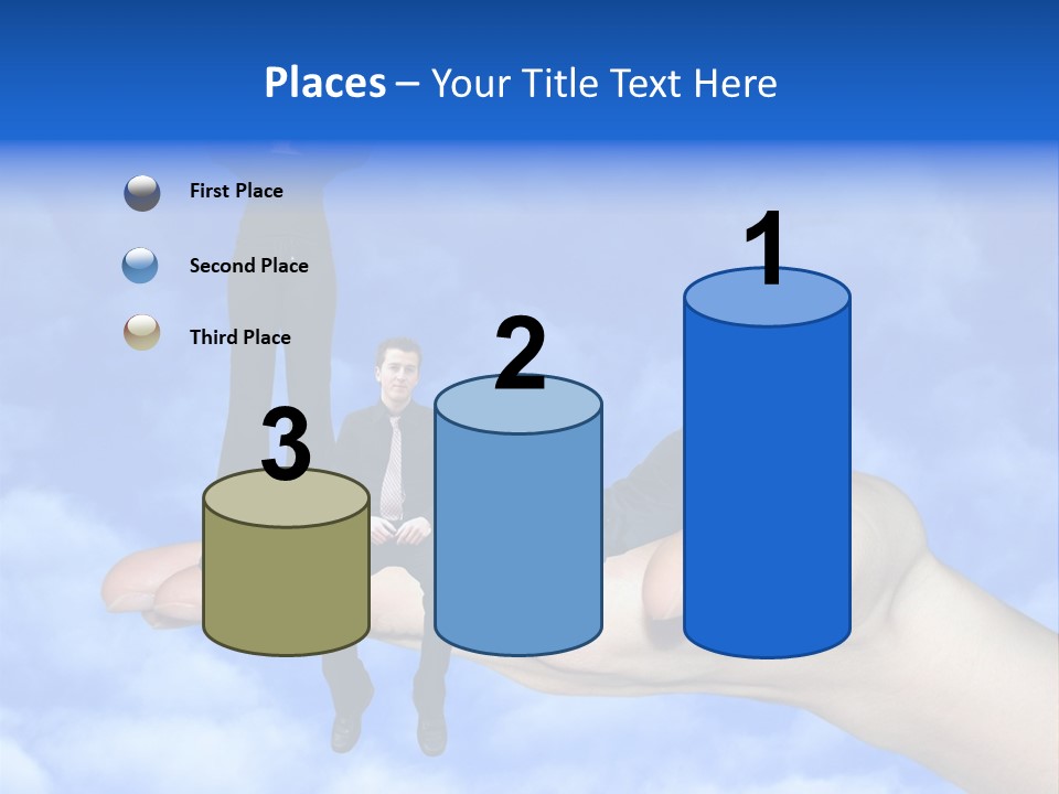 A Person Holding A Laptop In Their Hand With A Woman Standing On Top Of Them PowerPoint Template