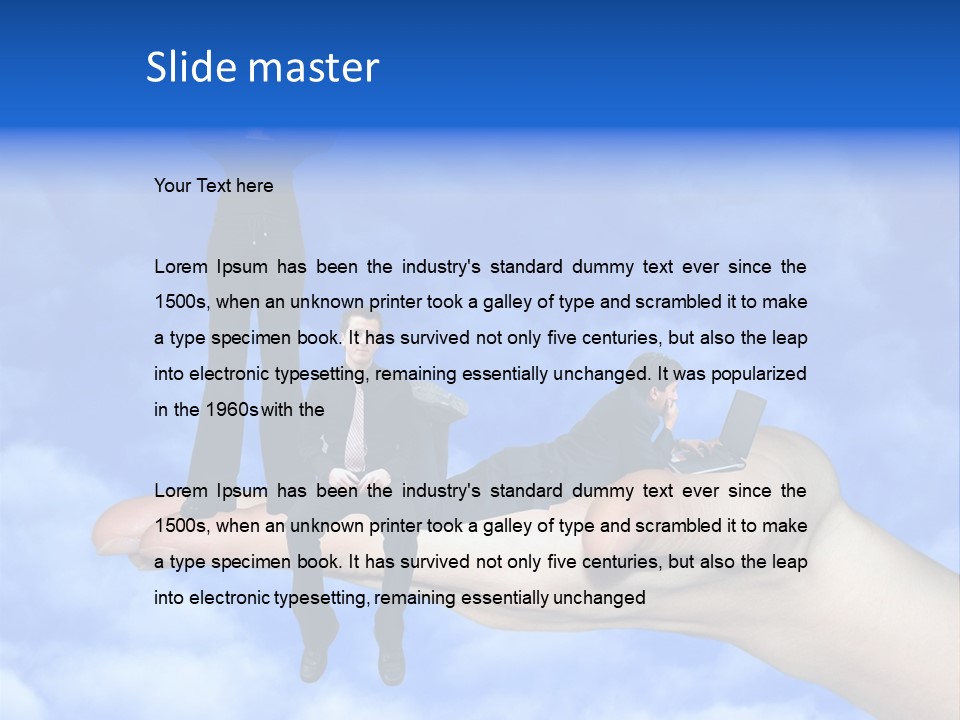 A Person Holding A Laptop In Their Hand With A Woman Standing On Top Of Them PowerPoint Template