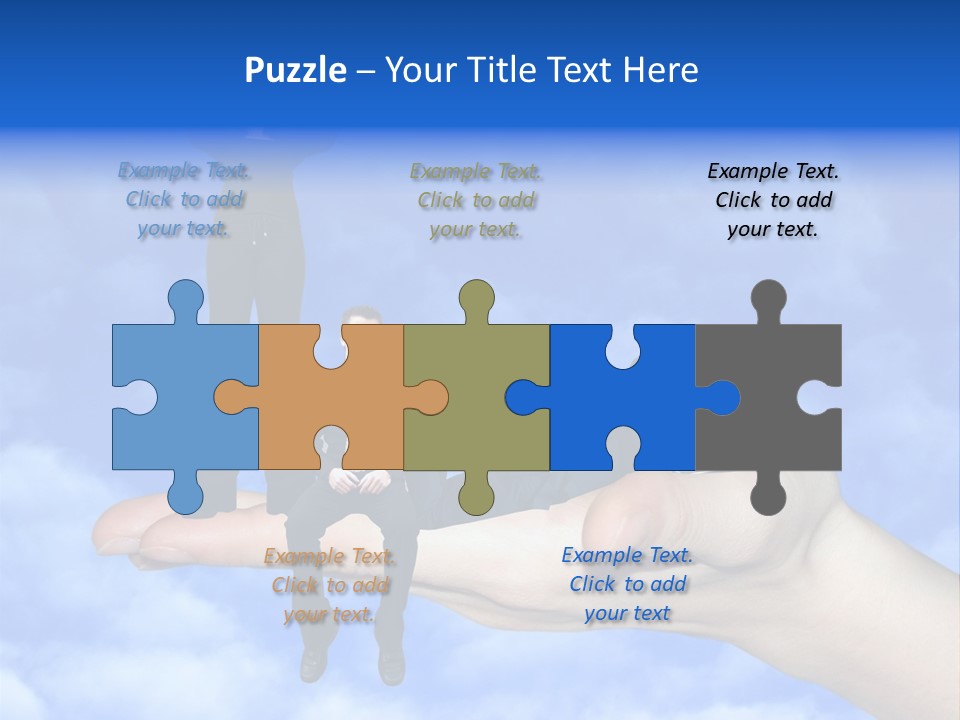 A Person Holding A Laptop In Their Hand With A Woman Standing On Top Of Them PowerPoint Template