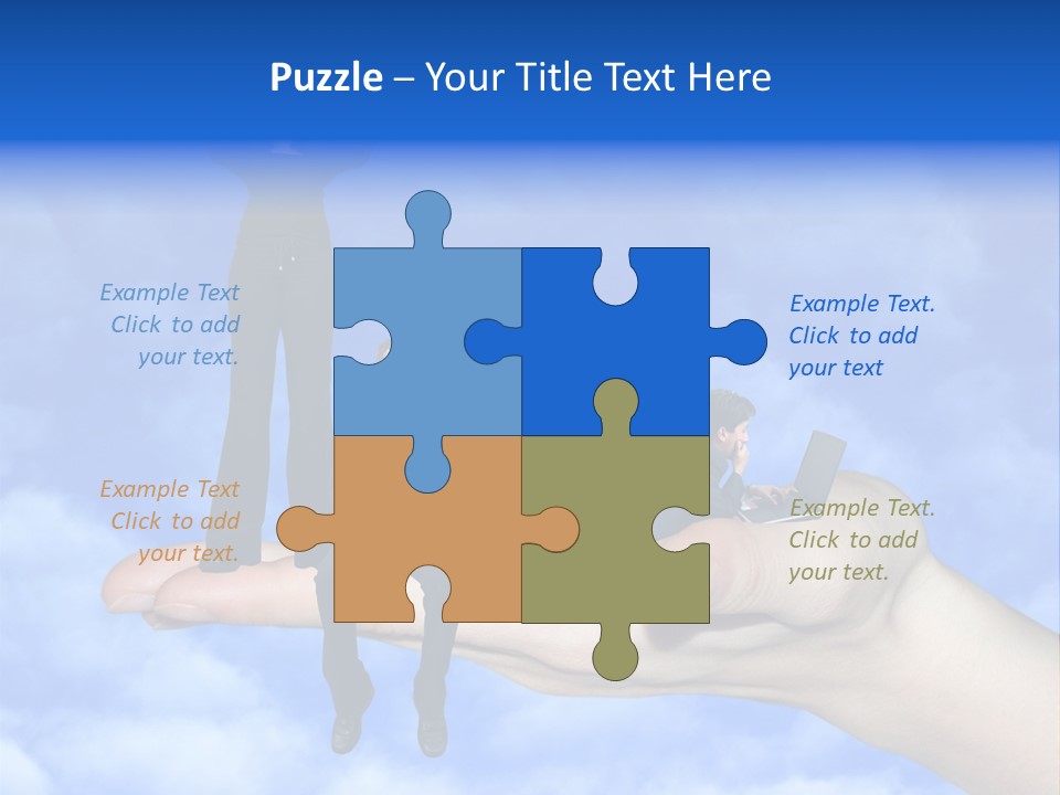 A Person Holding A Laptop In Their Hand With A Woman Standing On Top Of Them PowerPoint Template