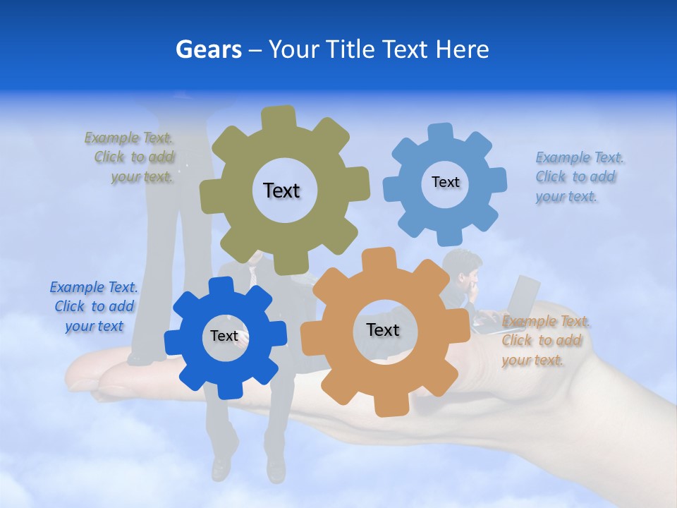 A Person Holding A Laptop In Their Hand With A Woman Standing On Top Of Them PowerPoint Template