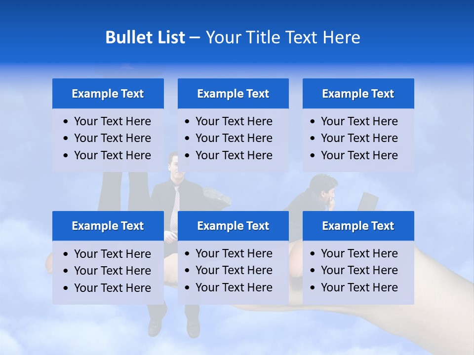 A Person Holding A Laptop In Their Hand With A Woman Standing On Top Of Them PowerPoint Template