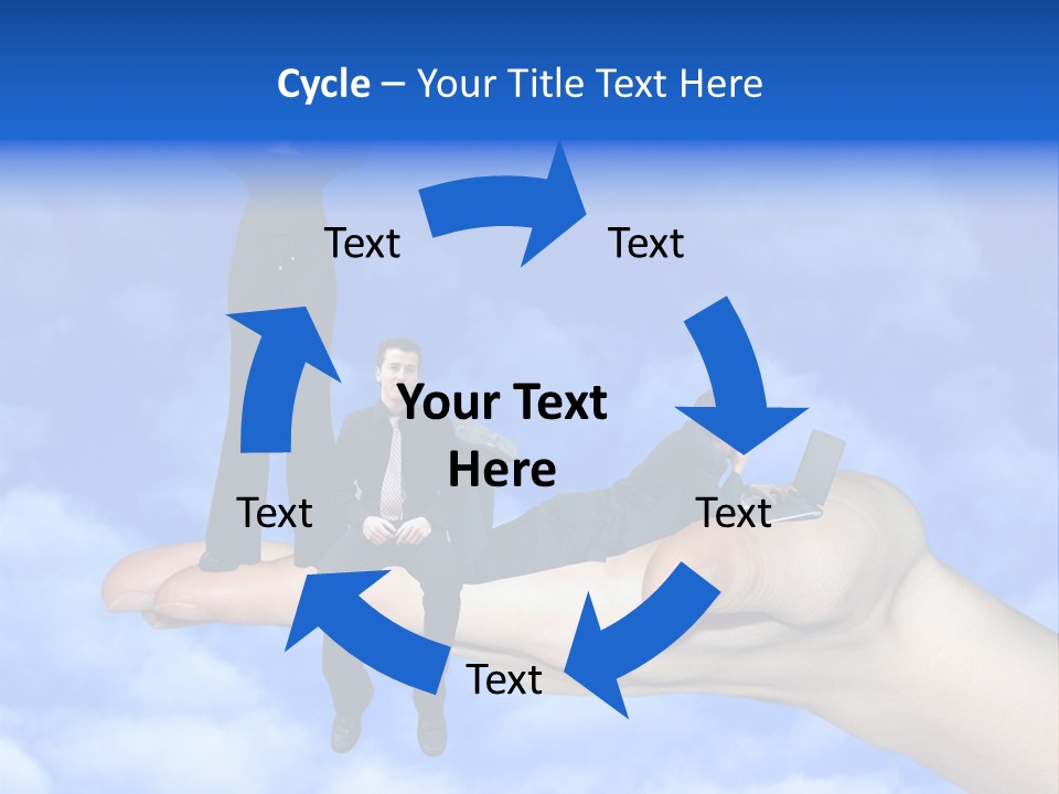 A Person Holding A Laptop In Their Hand With A Woman Standing On Top Of Them PowerPoint Template