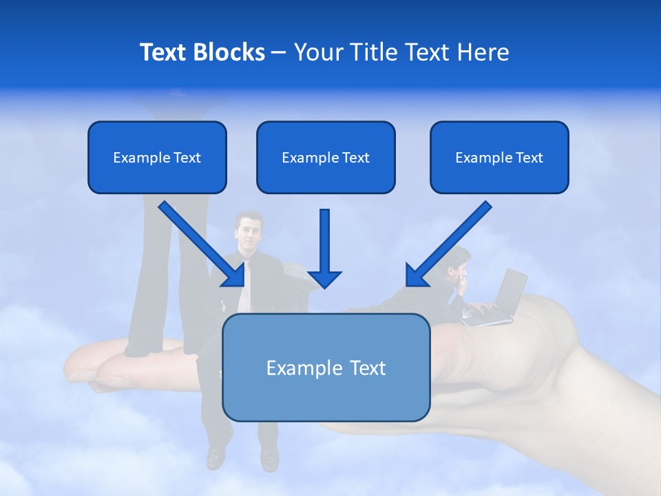 A Person Holding A Laptop In Their Hand With A Woman Standing On Top Of Them PowerPoint Template