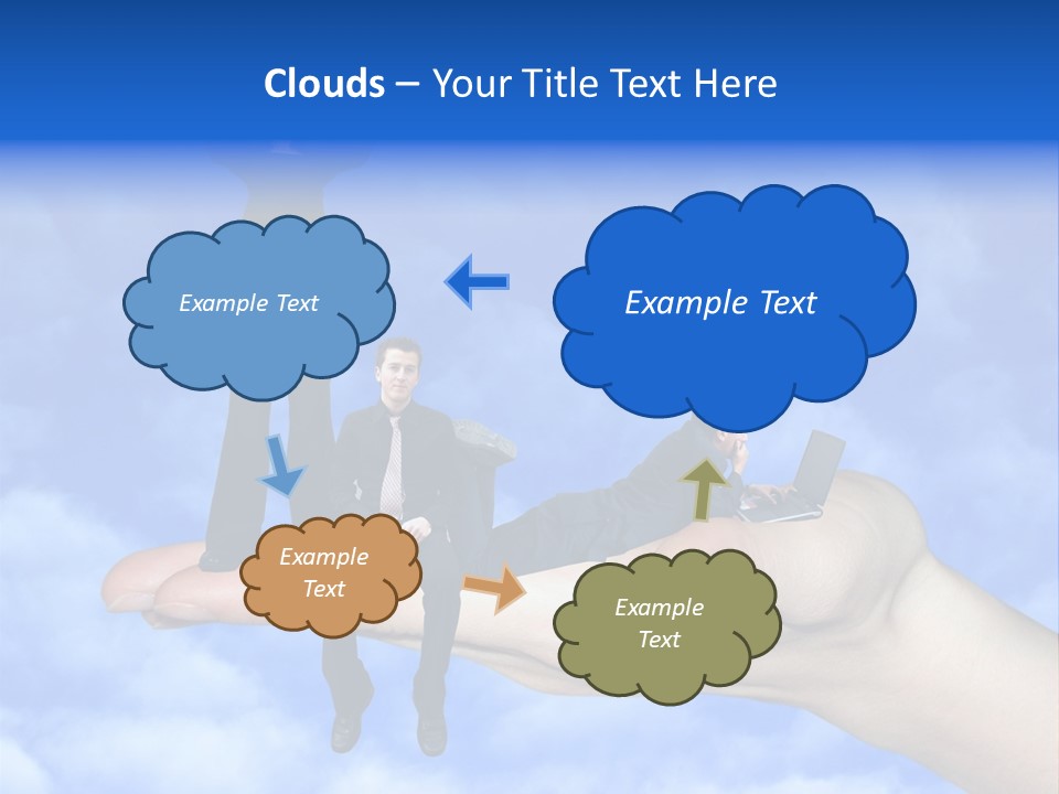 A Person Holding A Laptop In Their Hand With A Woman Standing On Top Of Them PowerPoint Template