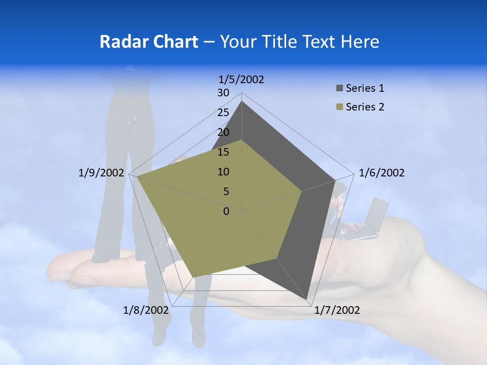 A Person Holding A Laptop In Their Hand With A Woman Standing On Top Of Them PowerPoint Template