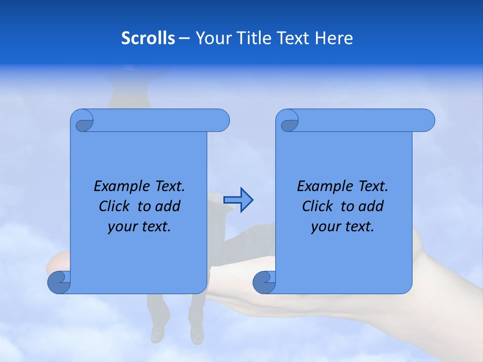 A Person Holding A Laptop In Their Hand With A Woman Standing On Top Of Them PowerPoint Template