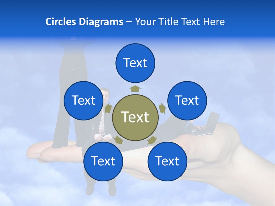 A Person Holding A Laptop In Their Hand With A Woman Standing On Top Of Them PowerPoint Template