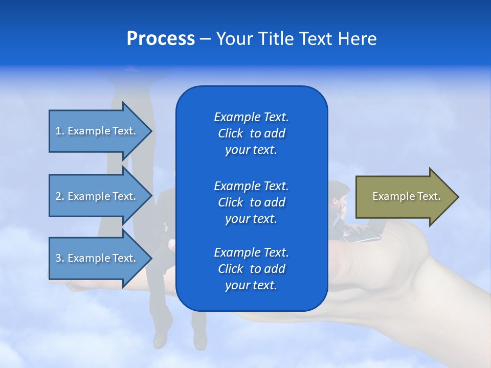 A Person Holding A Laptop In Their Hand With A Woman Standing On Top Of Them PowerPoint Template
