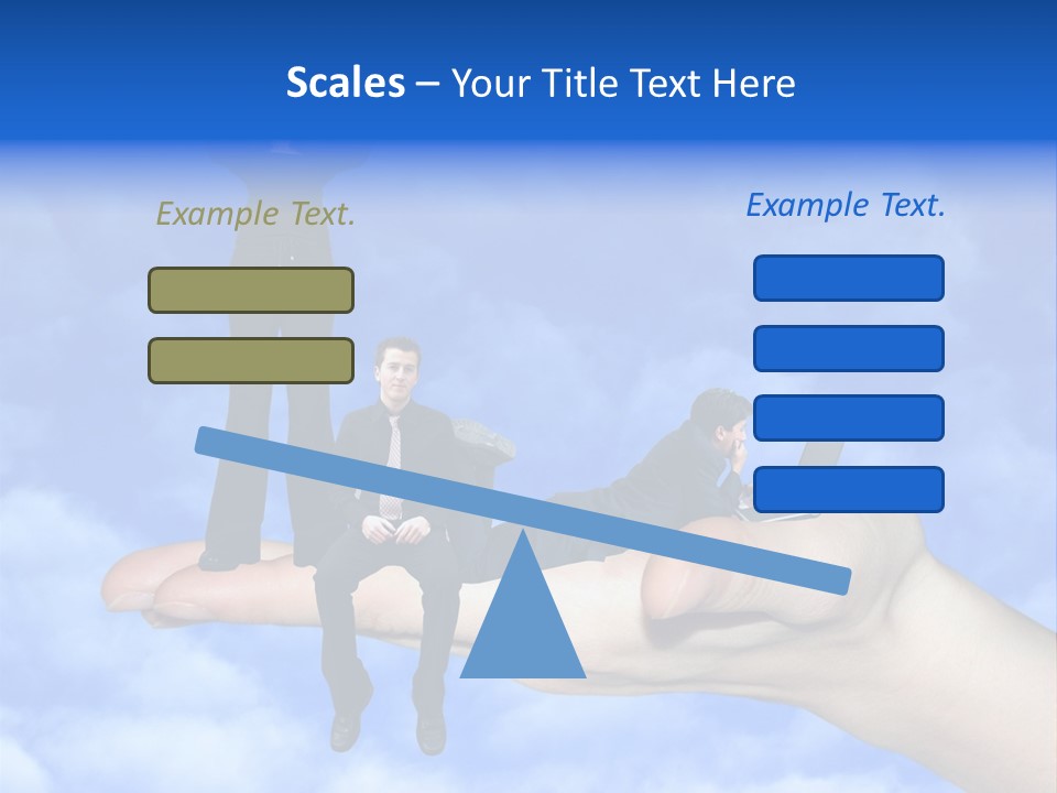 A Person Holding A Laptop In Their Hand With A Woman Standing On Top Of Them PowerPoint Template