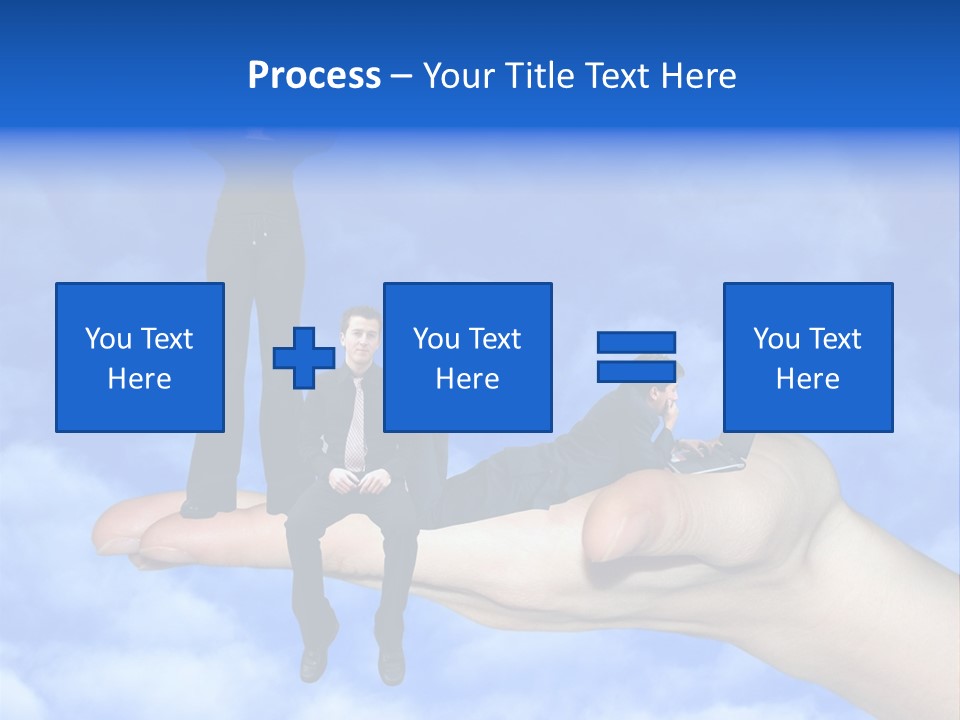 A Person Holding A Laptop In Their Hand With A Woman Standing On Top Of Them PowerPoint Template