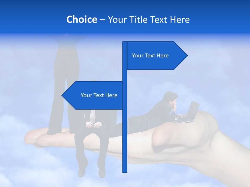 A Person Holding A Laptop In Their Hand With A Woman Standing On Top Of Them PowerPoint Template