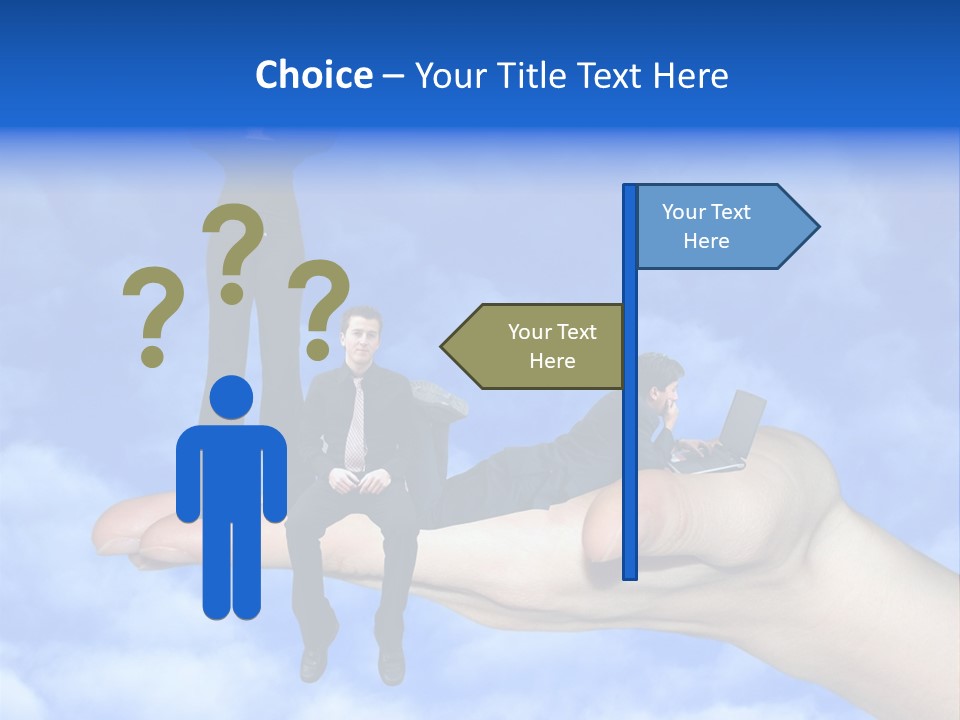 A Person Holding A Laptop In Their Hand With A Woman Standing On Top Of Them PowerPoint Template