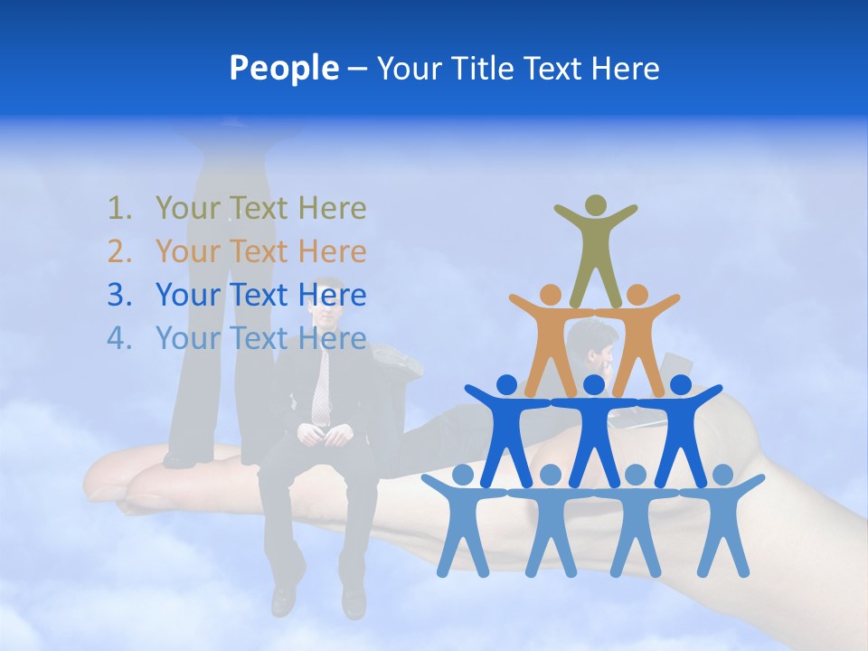 A Person Holding A Laptop In Their Hand With A Woman Standing On Top Of Them PowerPoint Template