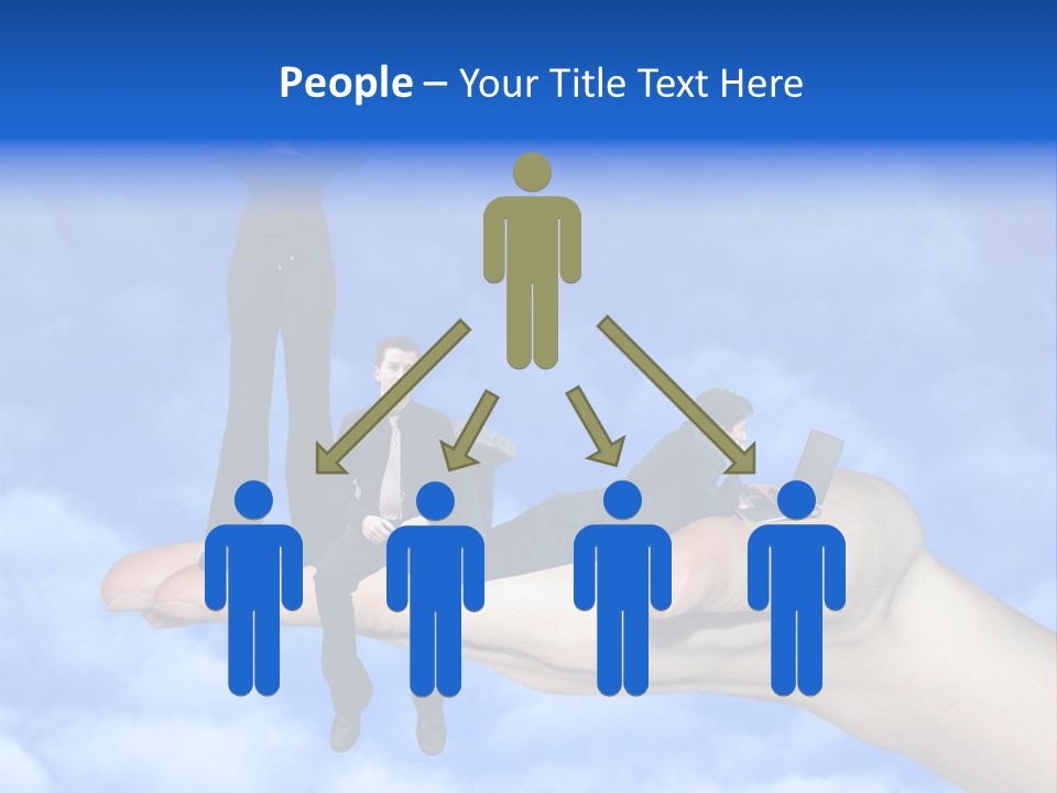 A Person Holding A Laptop In Their Hand With A Woman Standing On Top Of Them PowerPoint Template