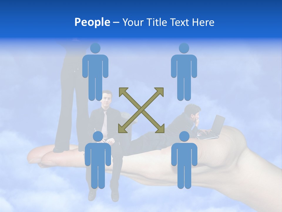 A Person Holding A Laptop In Their Hand With A Woman Standing On Top Of Them PowerPoint Template