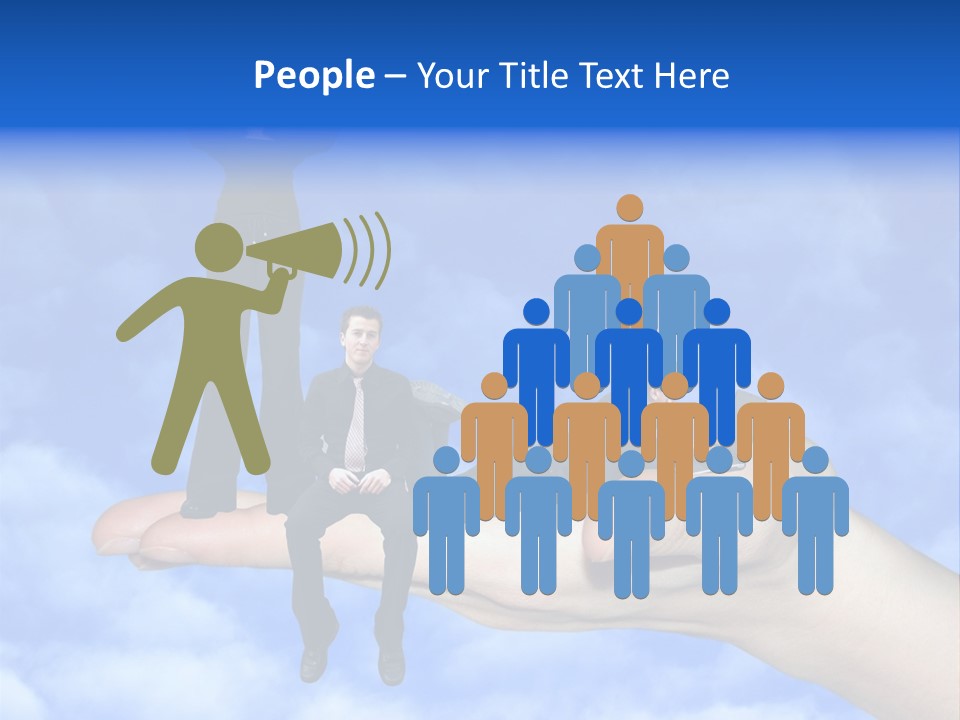 A Person Holding A Laptop In Their Hand With A Woman Standing On Top Of Them PowerPoint Template