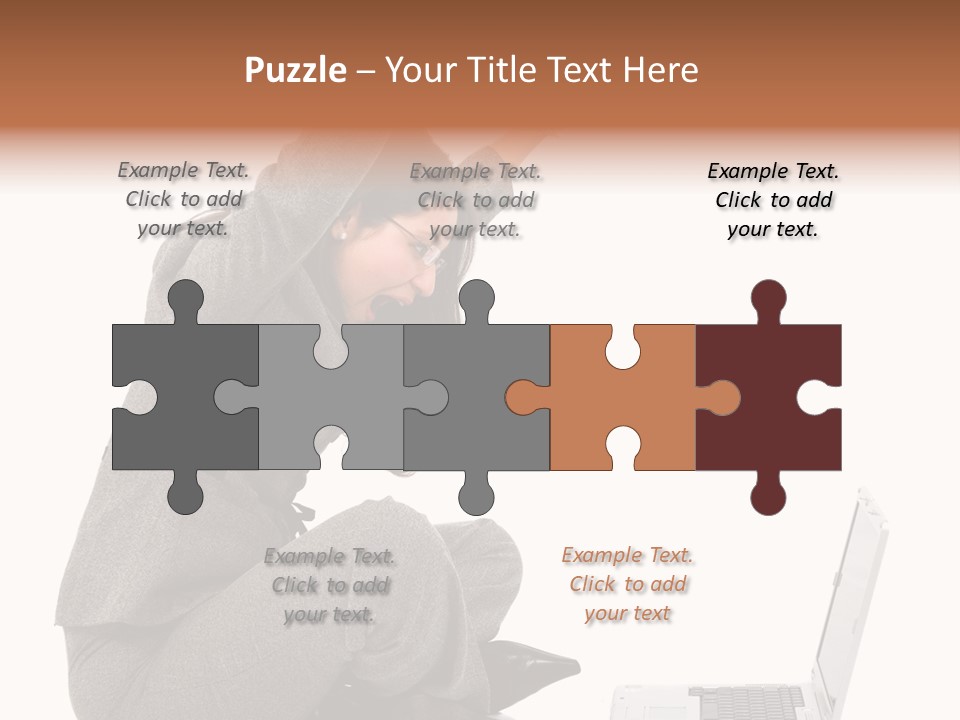 Business Woman Happy With Her Success While Working On A Laptop - Isolated Over A White Background PowerPoint Template