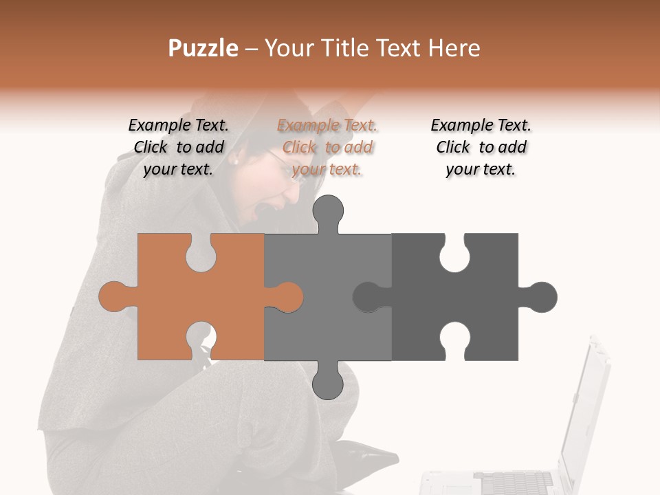 Business Woman Happy With Her Success While Working On A Laptop - Isolated Over A White Background PowerPoint Template