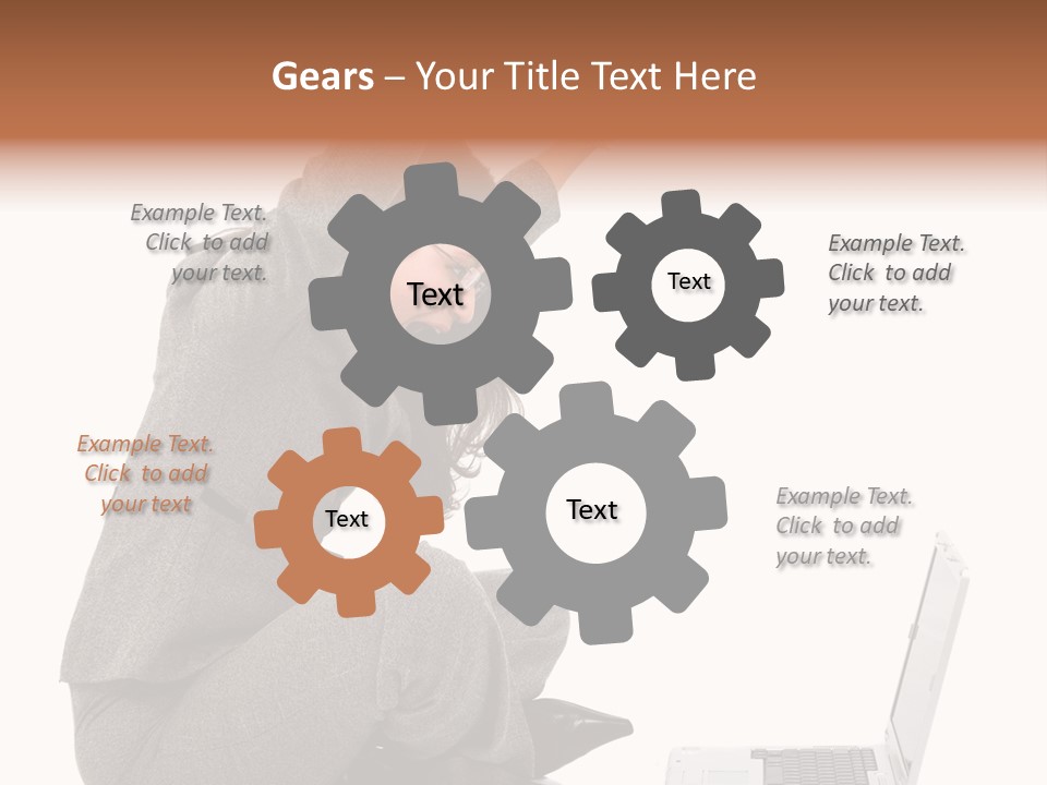 Business Woman Happy With Her Success While Working On A Laptop - Isolated Over A White Background PowerPoint Template