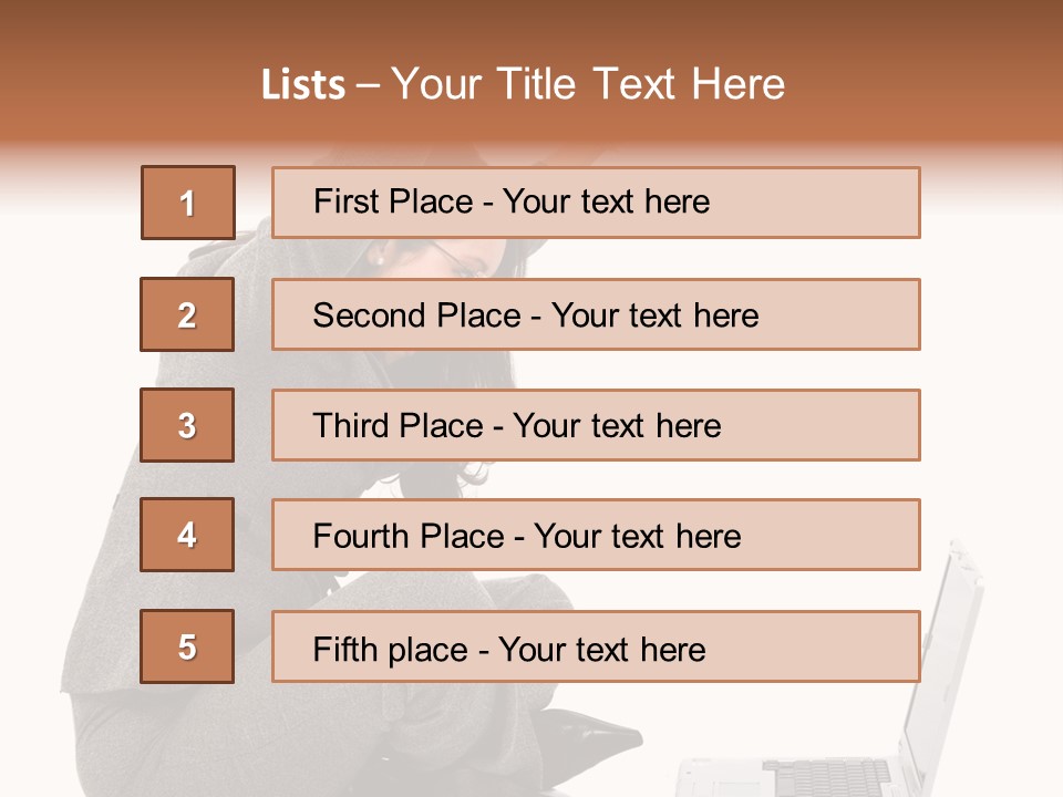 Business Woman Happy With Her Success While Working On A Laptop - Isolated Over A White Background PowerPoint Template