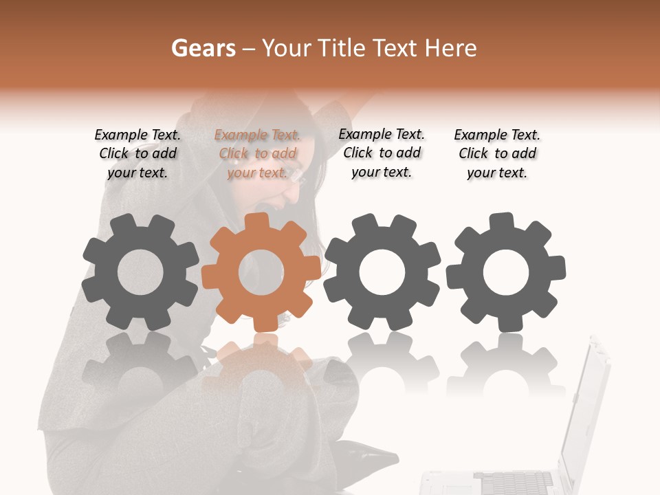 Business Woman Happy With Her Success While Working On A Laptop - Isolated Over A White Background PowerPoint Template