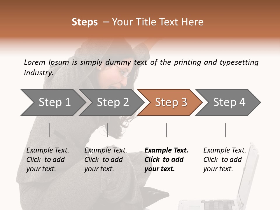 Business Woman Happy With Her Success While Working On A Laptop - Isolated Over A White Background PowerPoint Template