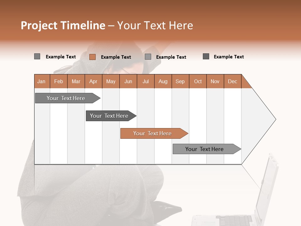 Business Woman Happy With Her Success While Working On A Laptop - Isolated Over A White Background PowerPoint Template