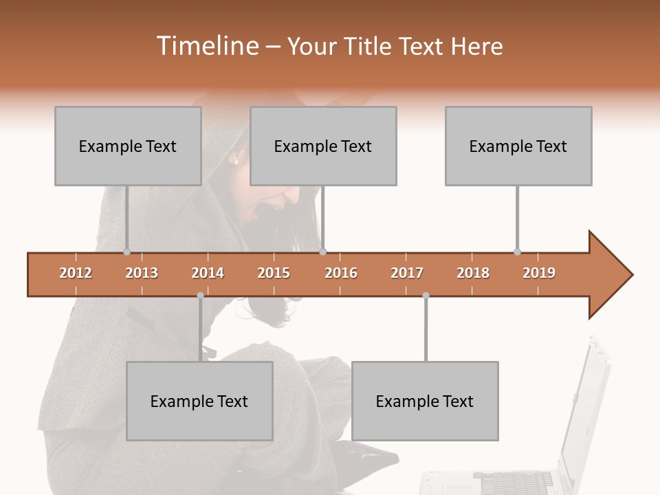 Business Woman Happy With Her Success While Working On A Laptop - Isolated Over A White Background PowerPoint Template