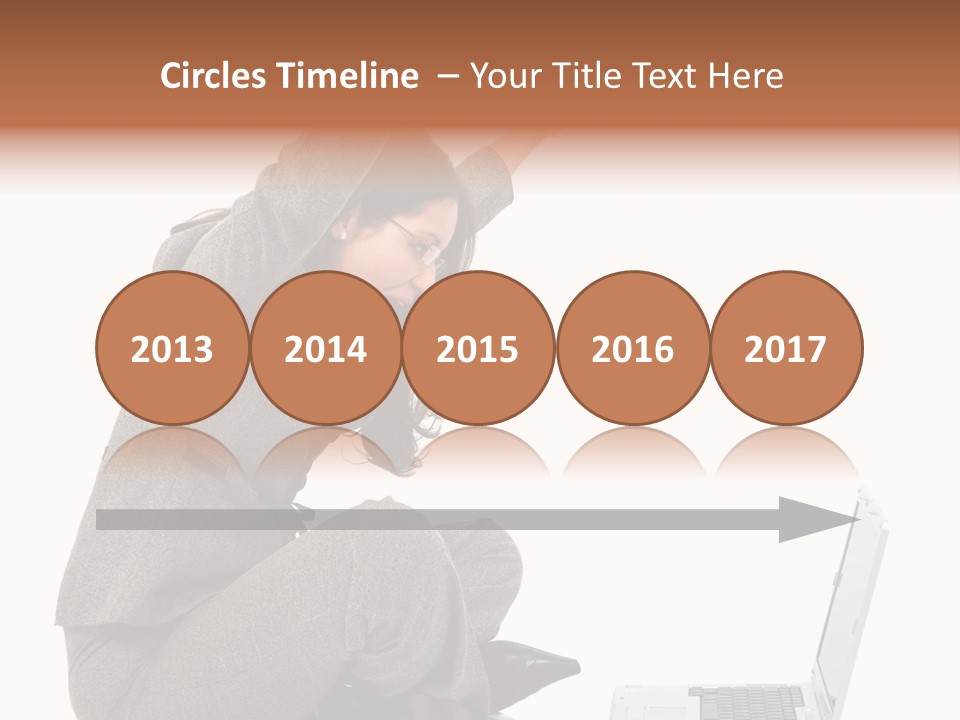 Business Woman Happy With Her Success While Working On A Laptop - Isolated Over A White Background PowerPoint Template