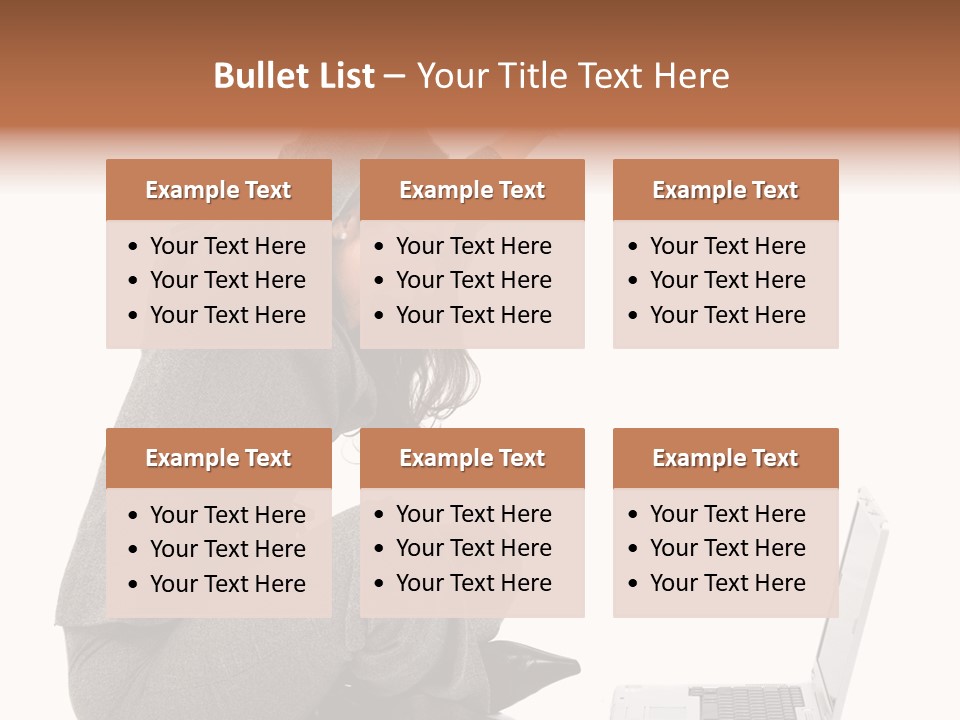 Business Woman Happy With Her Success While Working On A Laptop - Isolated Over A White Background PowerPoint Template