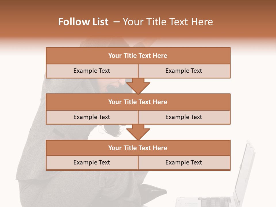 Business Woman Happy With Her Success While Working On A Laptop - Isolated Over A White Background PowerPoint Template