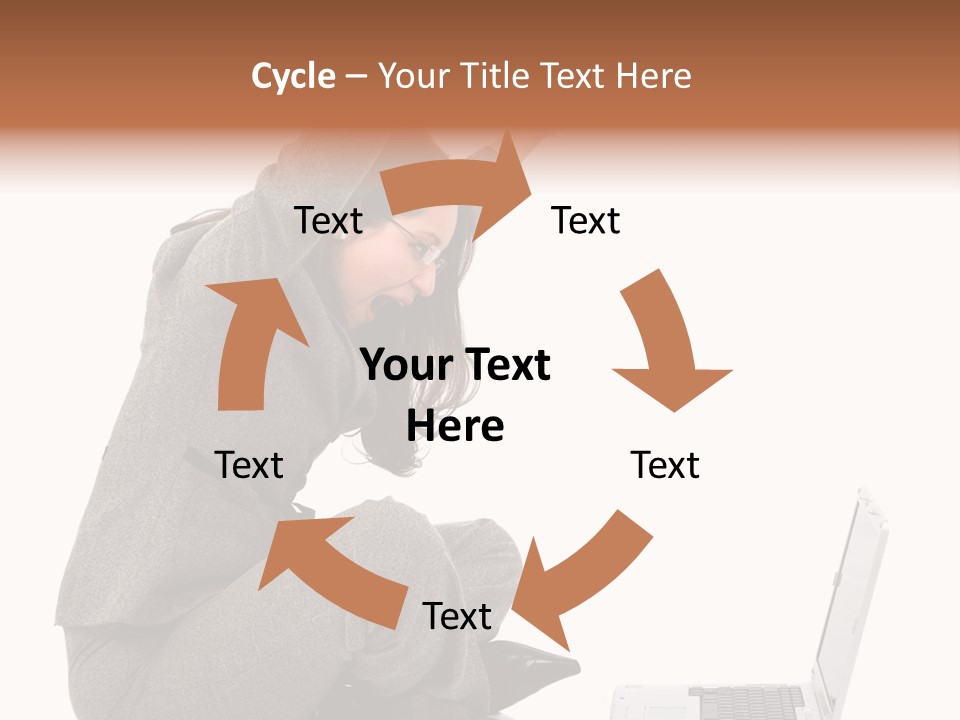 Business Woman Happy With Her Success While Working On A Laptop - Isolated Over A White Background PowerPoint Template