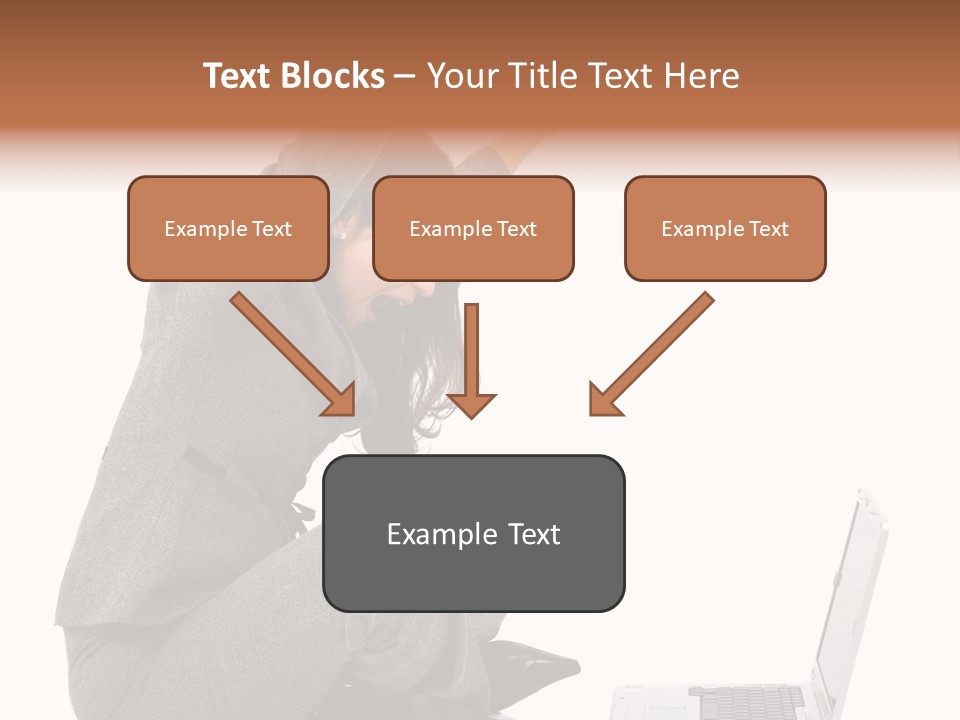 Business Woman Happy With Her Success While Working On A Laptop - Isolated Over A White Background PowerPoint Template