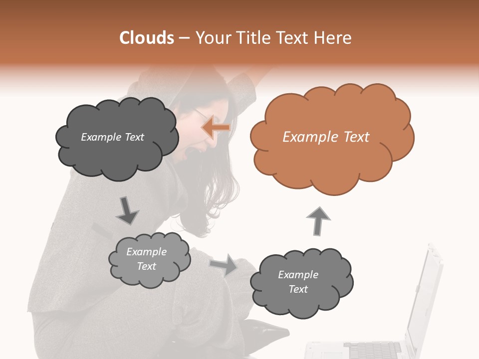 Business Woman Happy With Her Success While Working On A Laptop - Isolated Over A White Background PowerPoint Template