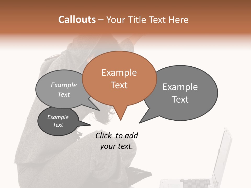 Business Woman Happy With Her Success While Working On A Laptop - Isolated Over A White Background PowerPoint Template