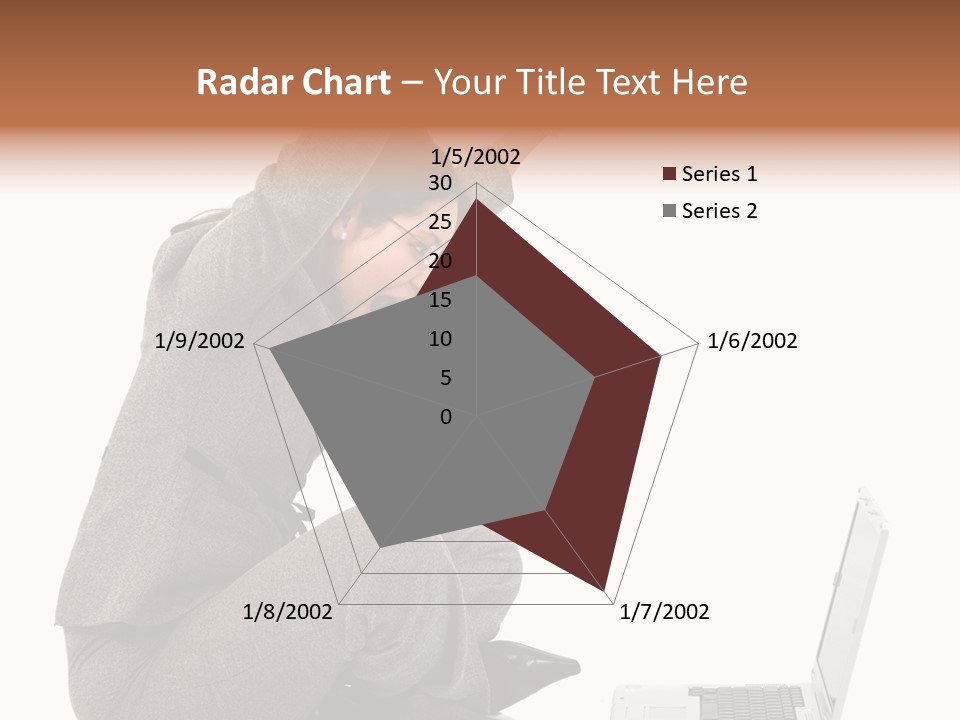 Business Woman Happy With Her Success While Working On A Laptop - Isolated Over A White Background PowerPoint Template