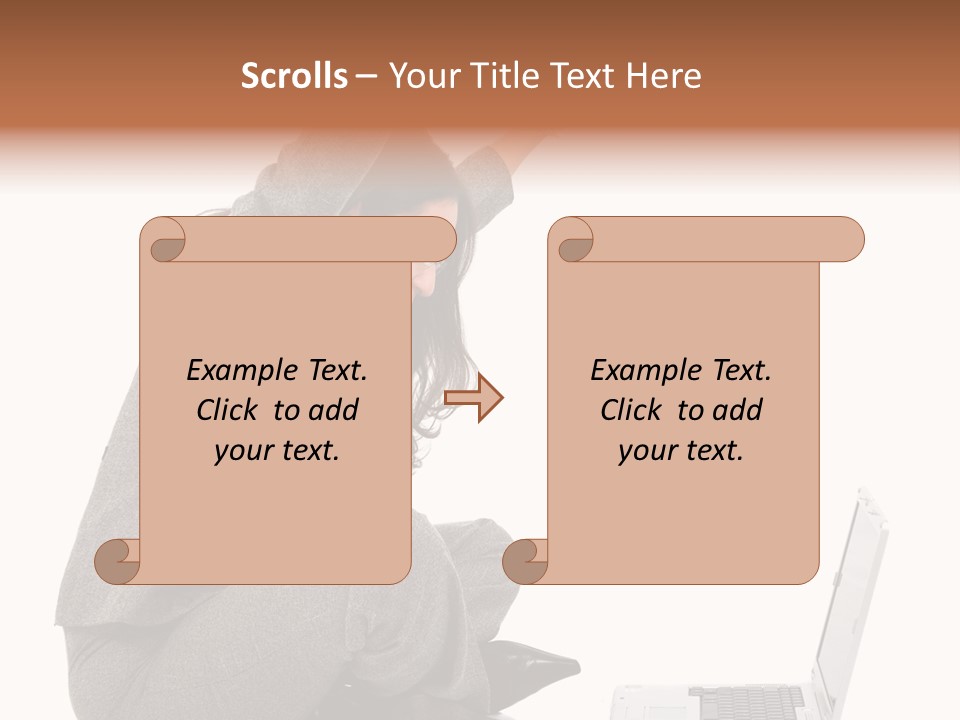 Business Woman Happy With Her Success While Working On A Laptop - Isolated Over A White Background PowerPoint Template