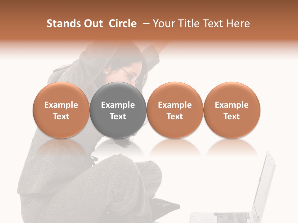 Business Woman Happy With Her Success While Working On A Laptop - Isolated Over A White Background PowerPoint Template