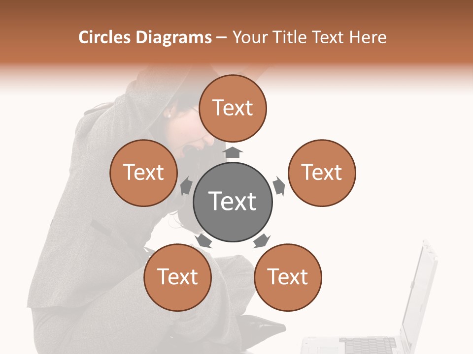 Business Woman Happy With Her Success While Working On A Laptop - Isolated Over A White Background PowerPoint Template