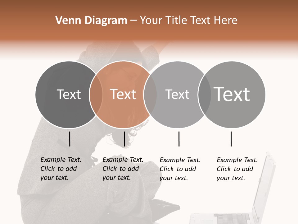 Business Woman Happy With Her Success While Working On A Laptop - Isolated Over A White Background PowerPoint Template