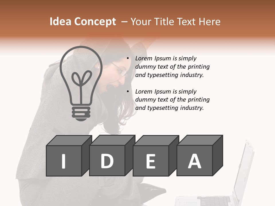 Business Woman Happy With Her Success While Working On A Laptop - Isolated Over A White Background PowerPoint Template