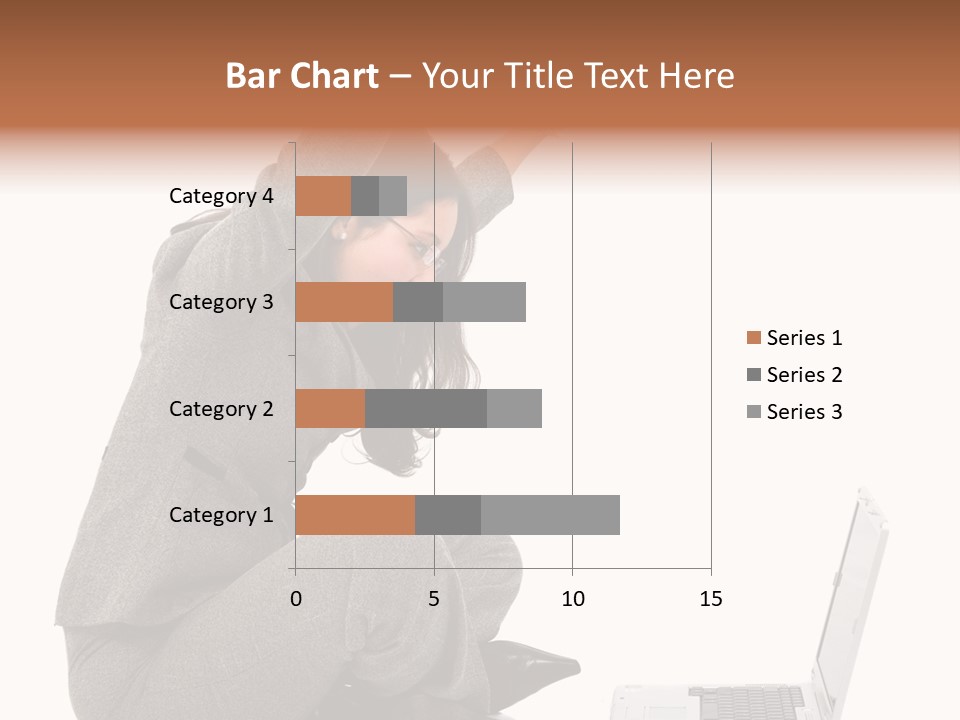 Business Woman Happy With Her Success While Working On A Laptop - Isolated Over A White Background PowerPoint Template