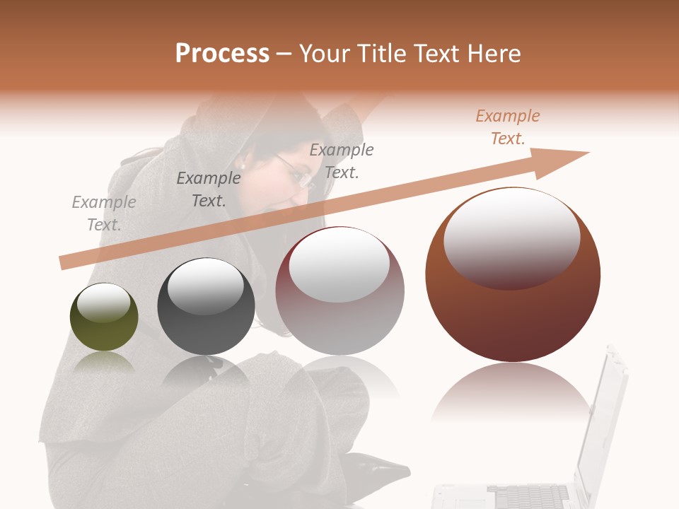 Business Woman Happy With Her Success While Working On A Laptop - Isolated Over A White Background PowerPoint Template